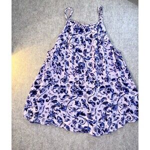 Gap Women’s Size Medium Pink And Blue Floral Spaghetti Strap Braided Shirt